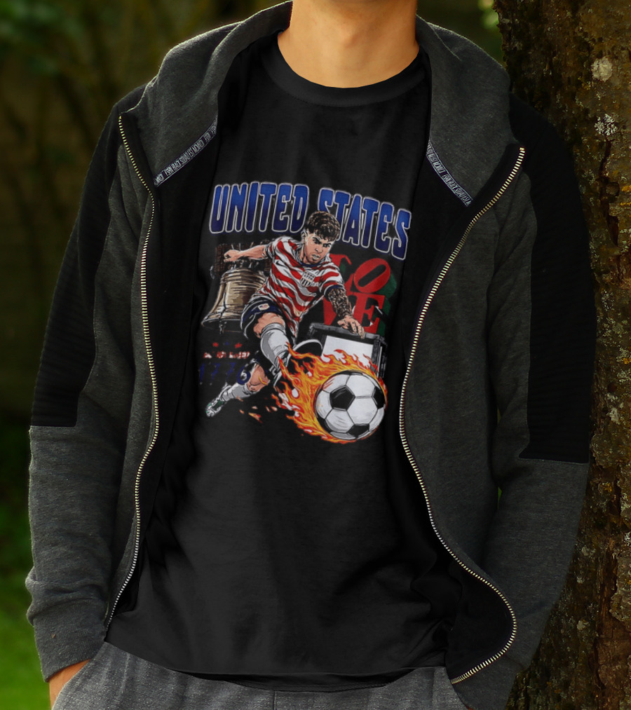 Christian Pulisic United States Soccer Fireball Liberty Bell Established 1776 T-Shirt