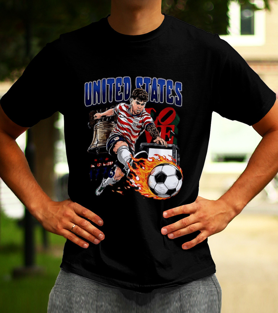 Christian Pulisic United States Soccer Fireball Liberty Bell Established 1776 T-Shirt