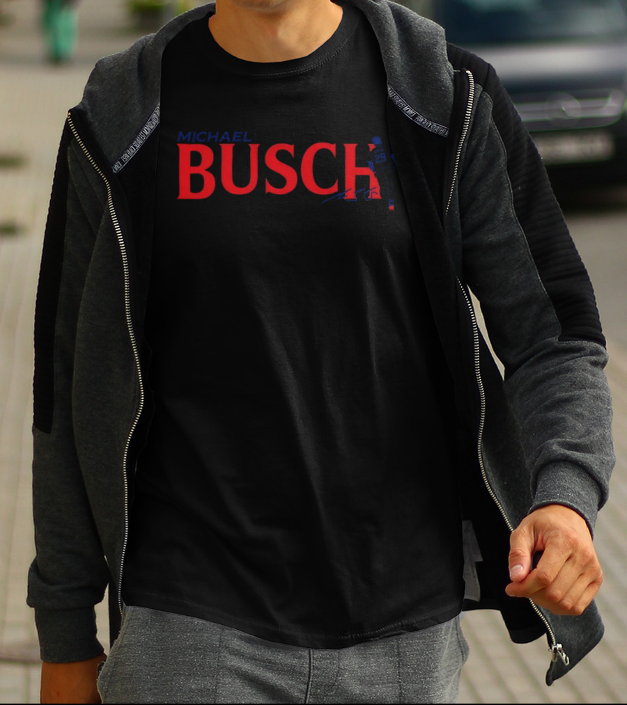 Michael Busch Baseball Player With Number 26 And Signature T-Shirt