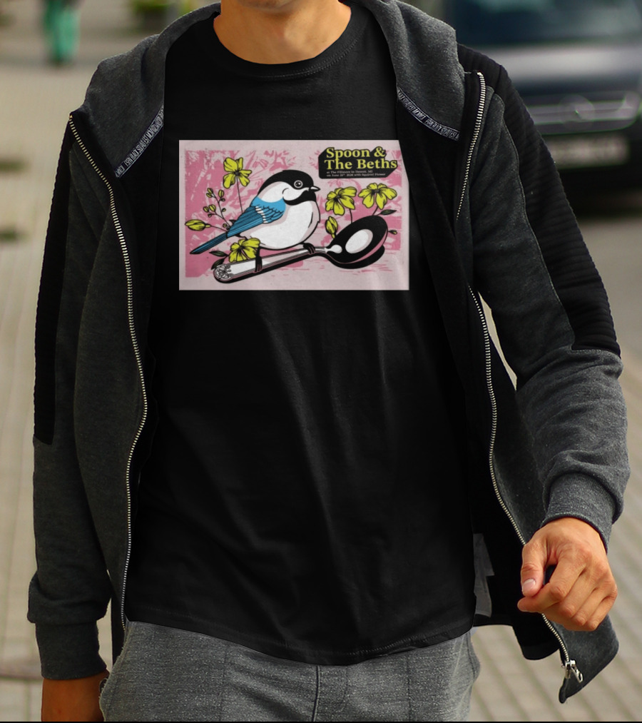 Spoon And The Beths June 26 2026 Detroit MI With Bird On Spoon And Yellow Flowers T-Shirt