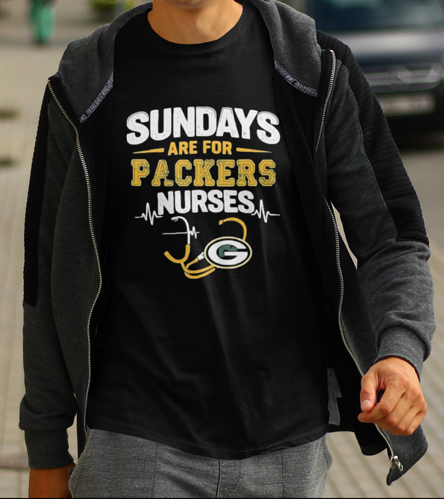 Sundays Are For Packers Nurses Stethoscope Green Bay Football T-Shirt
