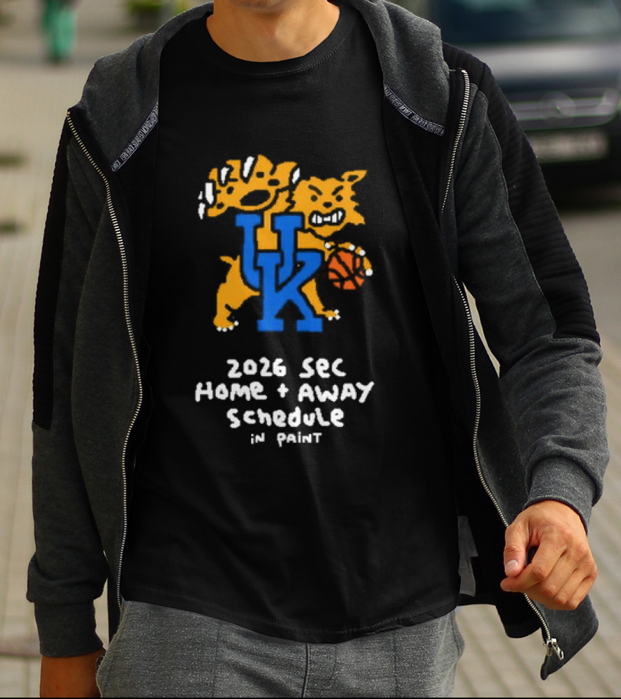 University Of Kentucky 2026 SEC Home Away Schedule Wildcat Paint T-Shirt