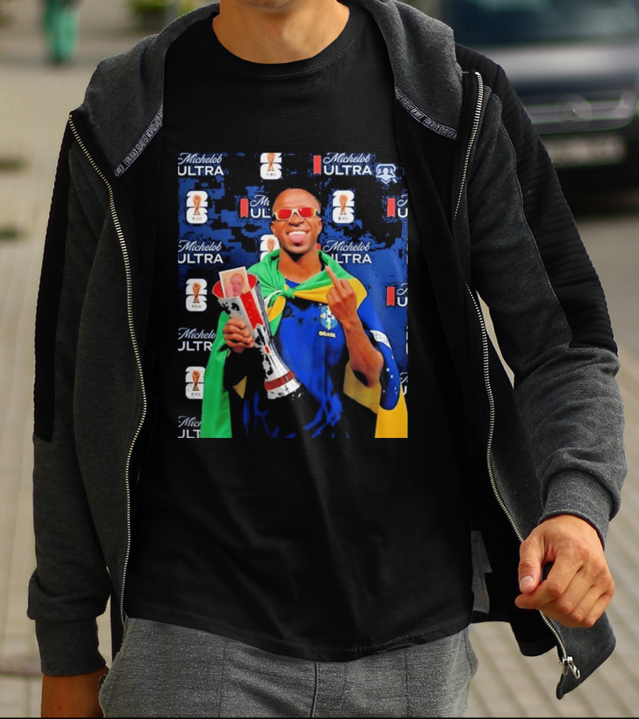 Vinicius Jr FIFA Trophy Celebration Brazil Flag Michelob Ultra T-Shirt
