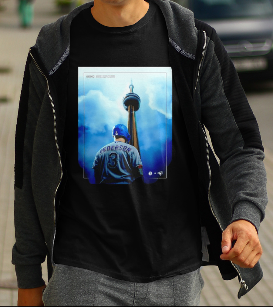 Pederson Toronto Blue Jays Vs Texas Rangers Game 1 CN Tower 81/162 T-Shirt