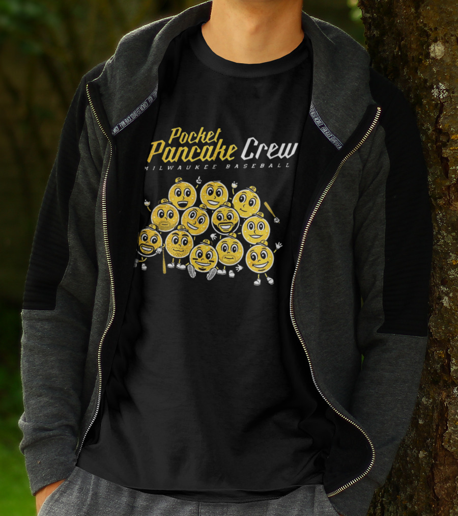 Pocket Pancake Crew Milwaukee Baseball Emoji Characters T-Shirt