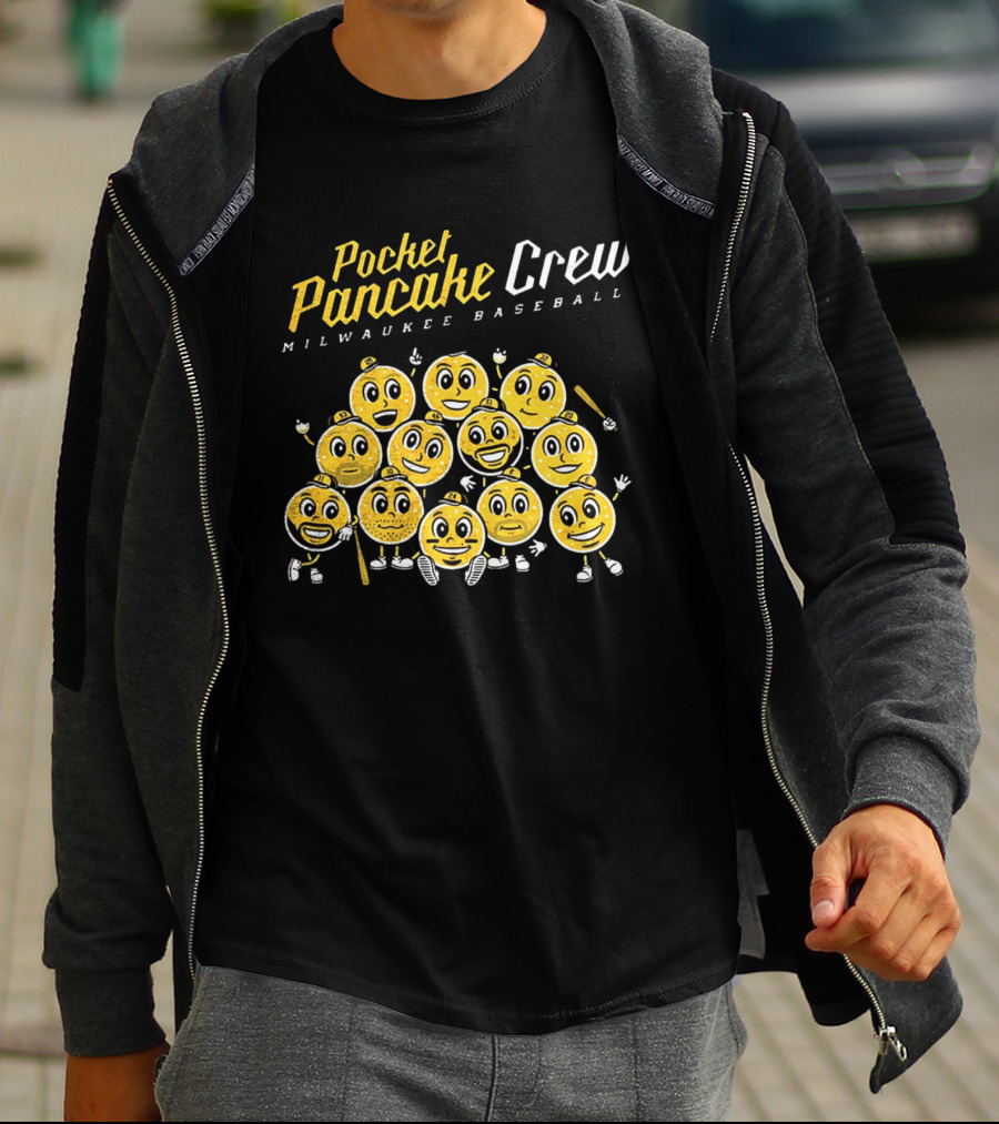 Pocket Pancake Crew Milwaukee Baseball Emoji Characters T-Shirt