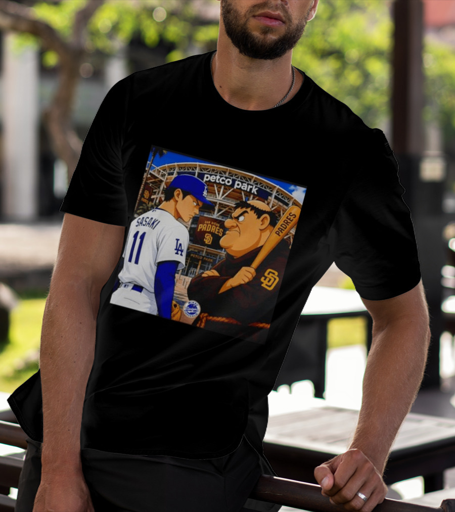 Petco Park Los Angeles Dodgers Sasaki San Diego Padres Anime Style Showdown T-Shirt
