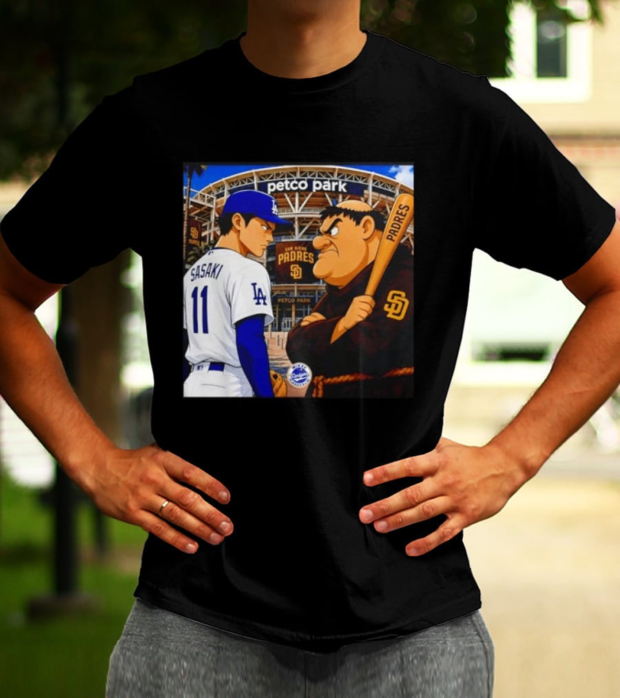 Petco Park Los Angeles Dodgers Sasaki San Diego Padres Anime Style Showdown T-Shirt
