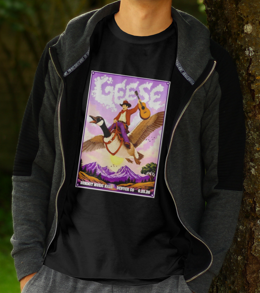 Geese Summit Music Hall Denver CO June 25th 2026 Cowboy Riding Goose With Guitar T-Shirt