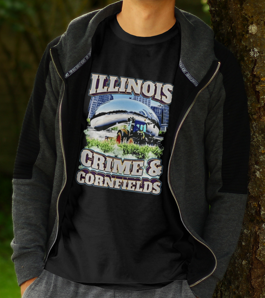 Illinois Crime And Cornfields Chicago Bean Tractor Scene T-Shirt