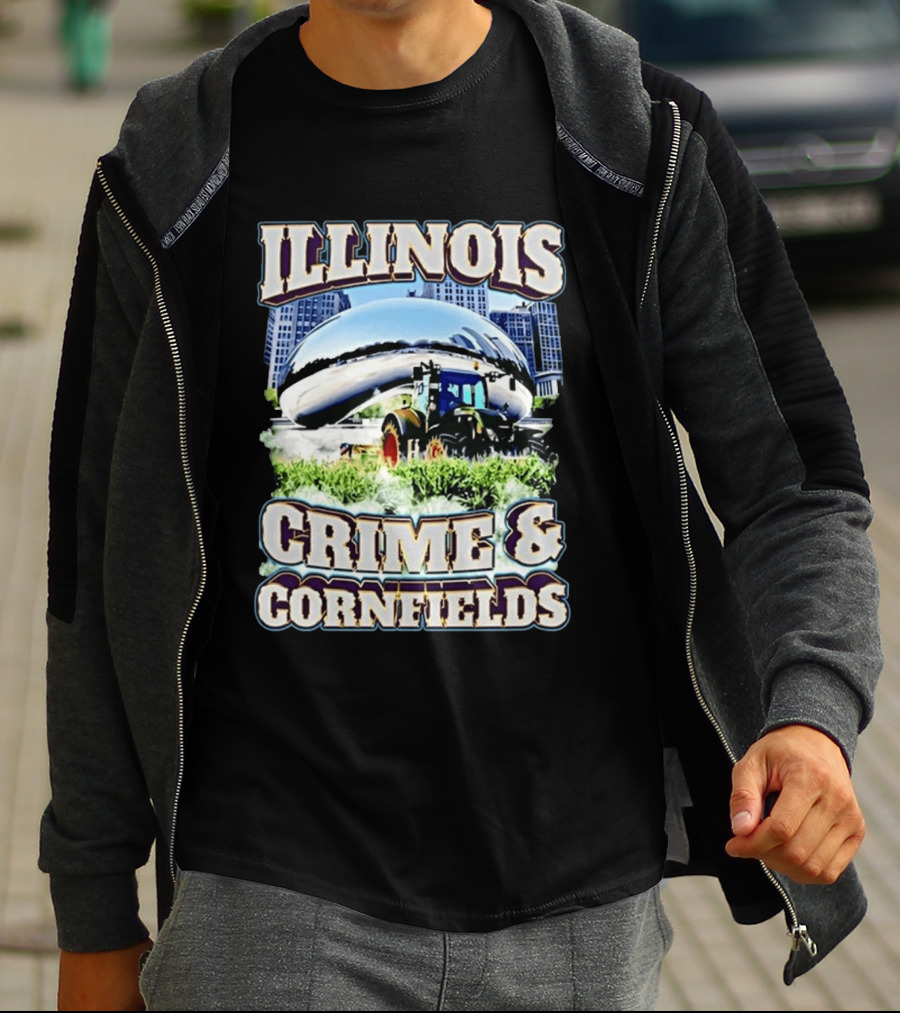 Illinois Crime And Cornfields Chicago Bean Tractor Scene T-Shirt