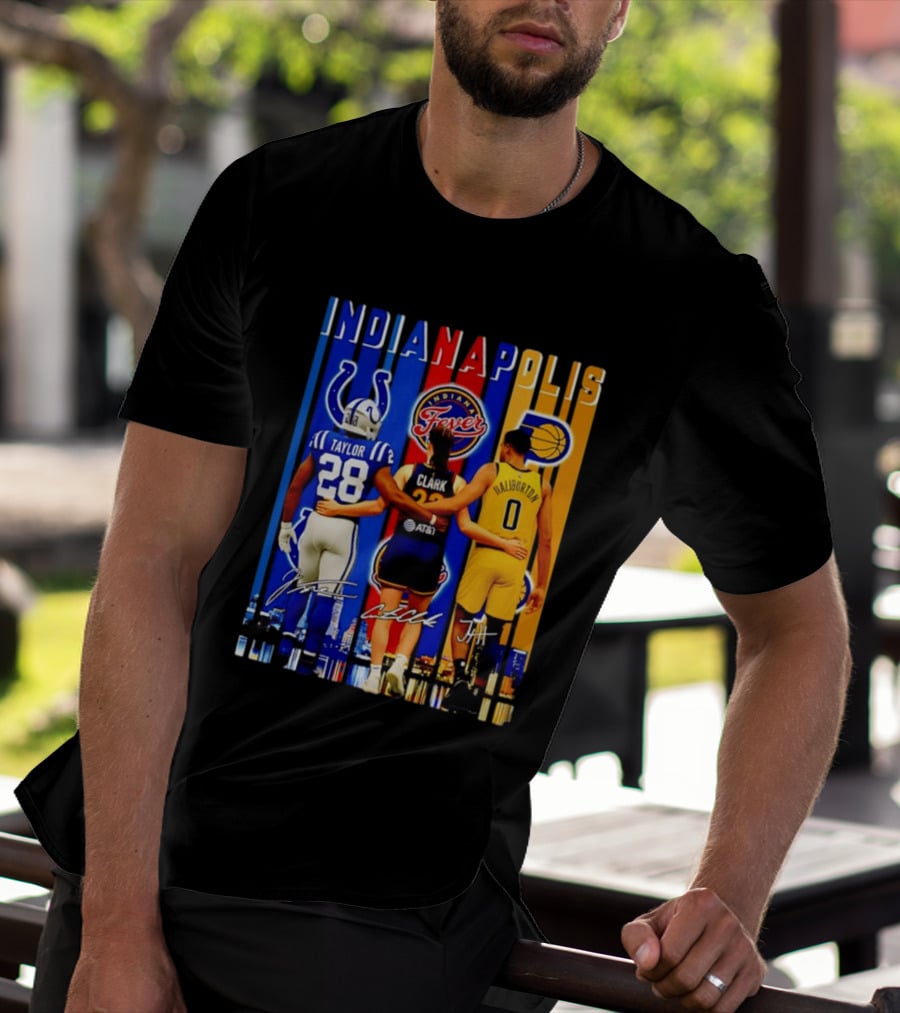Indianapolis Colts Fever Pacers Jonathan Taylor Caitlin Clark Tyrese Haliburton T-Shirt