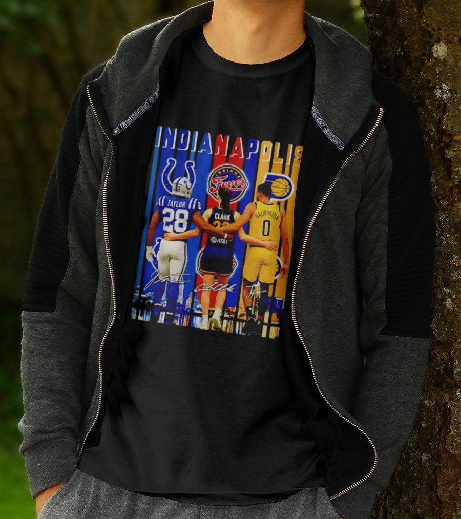 Indianapolis Colts Fever Pacers Jonathan Taylor Caitlin Clark Tyrese Haliburton T-Shirt