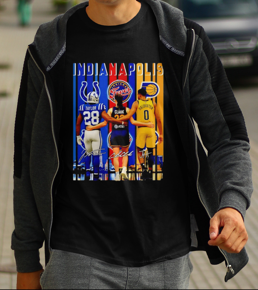Indianapolis Colts Fever Pacers Jonathan Taylor Caitlin Clark Tyrese Haliburton T-Shirt