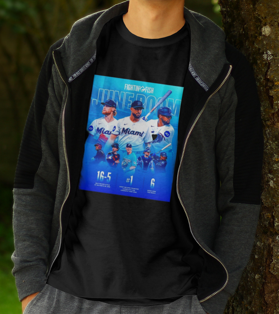 Fighting Fish Miami June Boom Sandy Alcantara Franchise Record T-Shirt