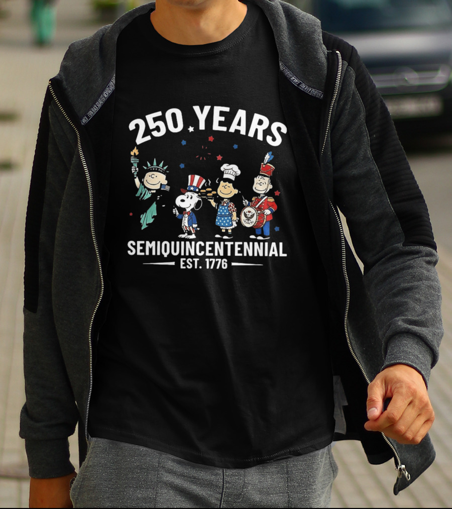 250 Years Semiquincentennial Est. 1776 Peanuts Characters Celebration T-Shirt