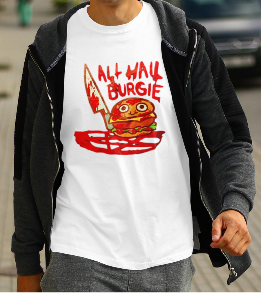 All Hail Burgie Creepy Cute Hamburger Knife Blood Image T-Shirt
