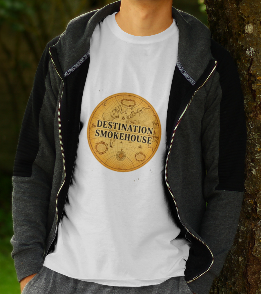 Destination Smokehouse No Teeth For This Meat Vintage Map T-Shirt