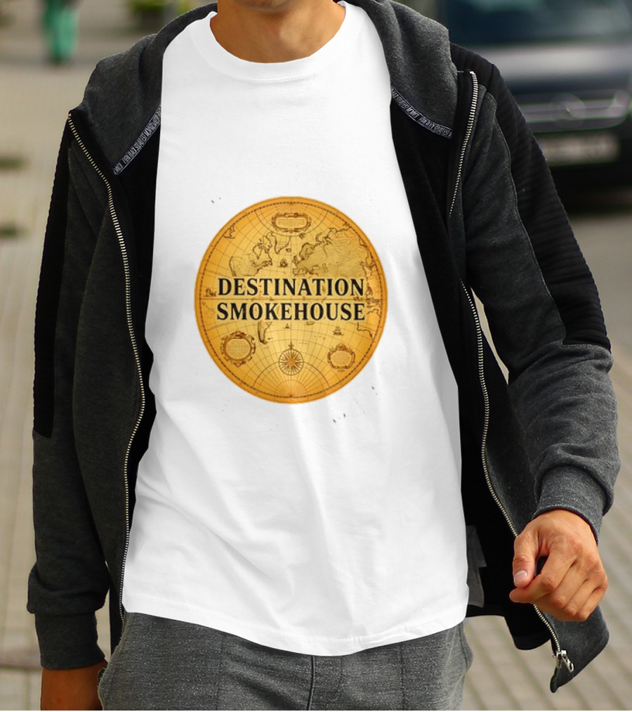 Destination Smokehouse No Teeth For This Meat Vintage Map T-Shirt