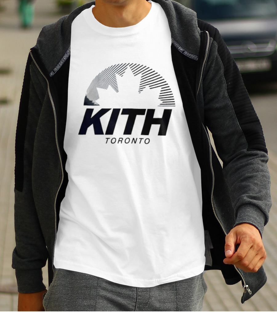 Kith Toronto Maple Leaf Striped Design Collaboration T-Shirt