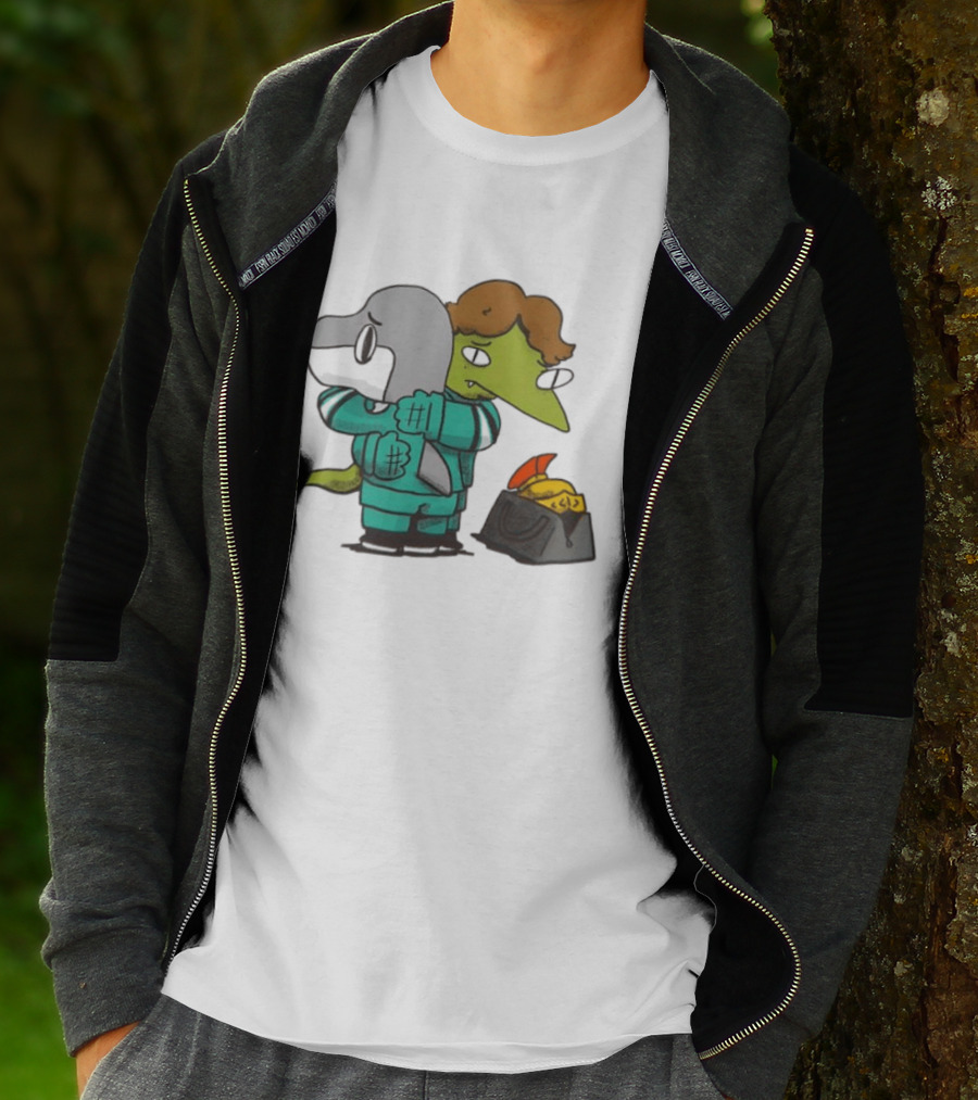 Macklin Celebrini San Jose Sharks NHL Hugging Hockey Characters T-Shirt
