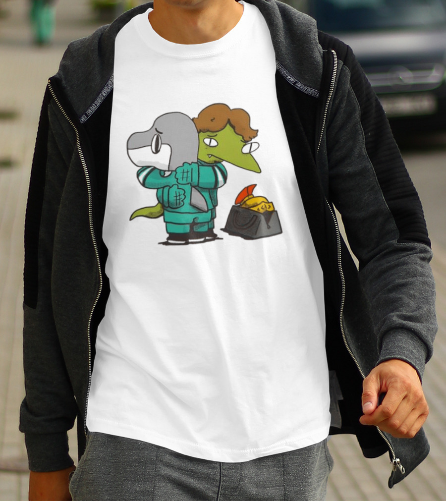 Macklin Celebrini San Jose Sharks NHL Hugging Hockey Characters T-Shirt