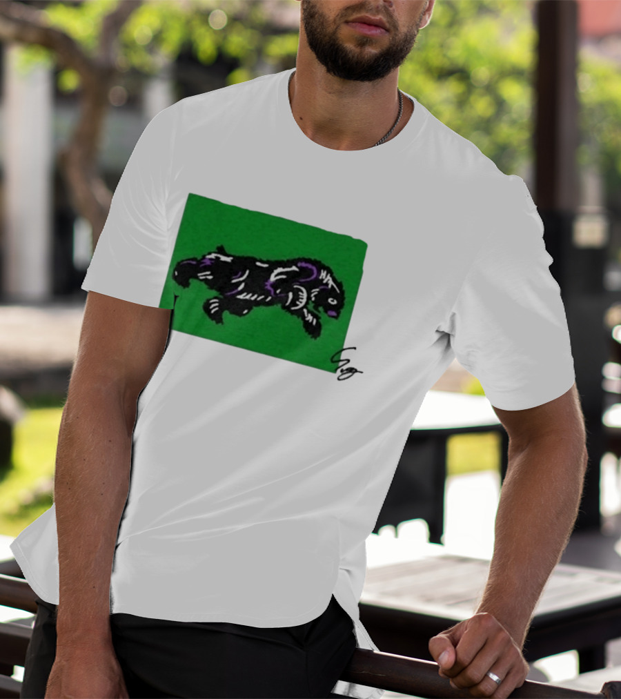 Mako Komuro 2026 Black And Purple Bear On Green T-Shirt