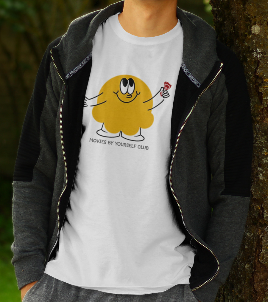 Movies By Yourself Club Yellow Blob Holding A Red Candy T-Shirt