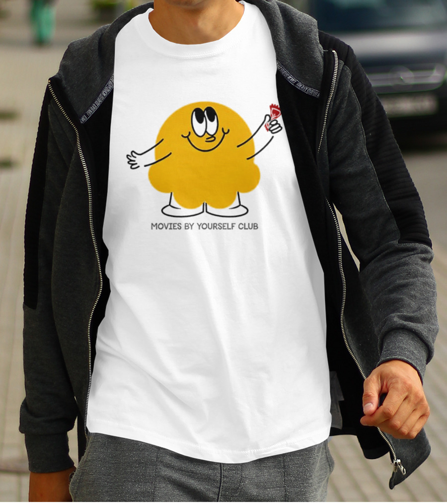 Movies By Yourself Club Yellow Blob Holding A Red Candy T-Shirt