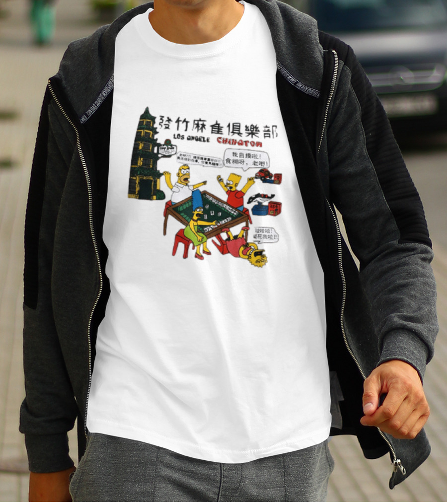 Simpsons Mahjong Club Los Angeles Chinatown T-Shirt