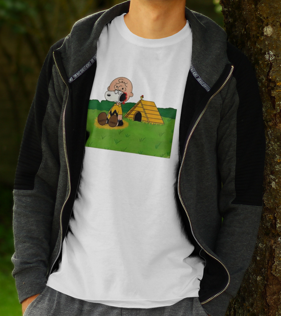 Snoopy Charlie Brown Midsommar Crossover Scene With Doghouse And Woodstock T-Shirt
