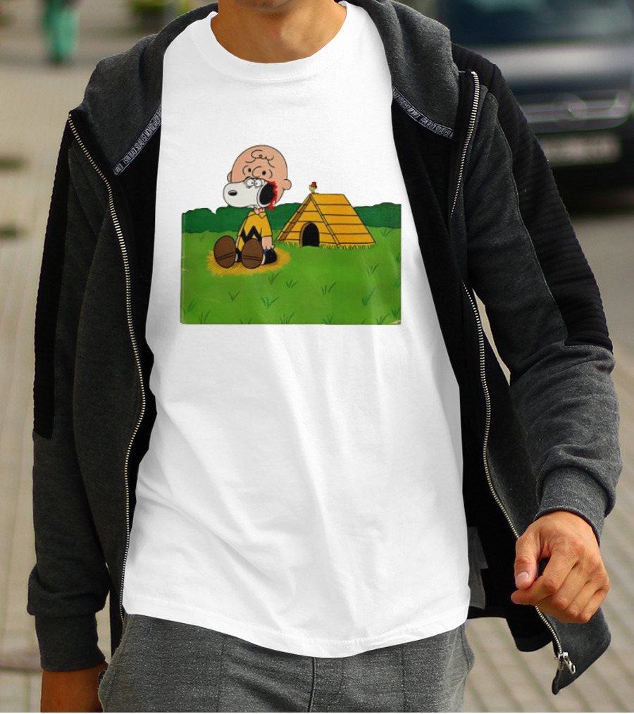 Snoopy Charlie Brown Midsommar Crossover Scene With Doghouse And Woodstock T-Shirt