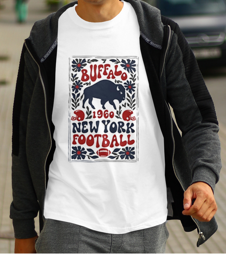 Buffalo Bills 1960 New York Football Vintage Style With Helmet And Buffalo T-Shirt