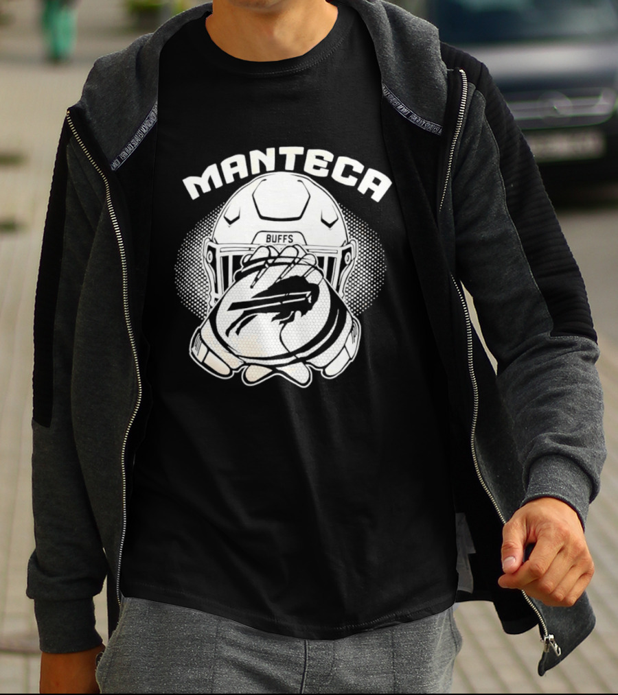 Manteca Buffalo Bills Football Helmet And Gloves T-Shirt
