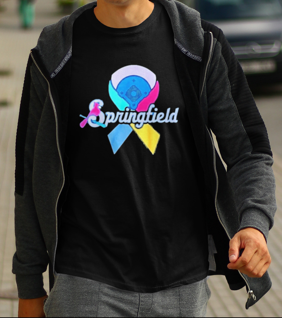 Springfield Baseball Ribbon Against Cancer Cardinal T-Shirt