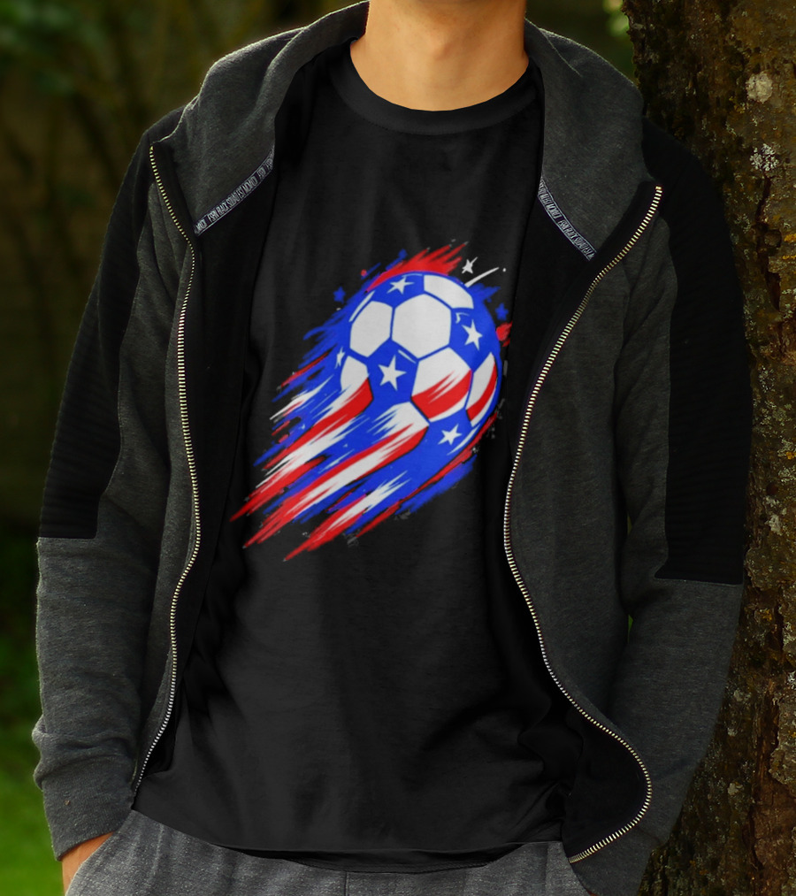 USA Cup 2026 Soccer Ball Stars And Stripes Brush Stroke T-Shirt