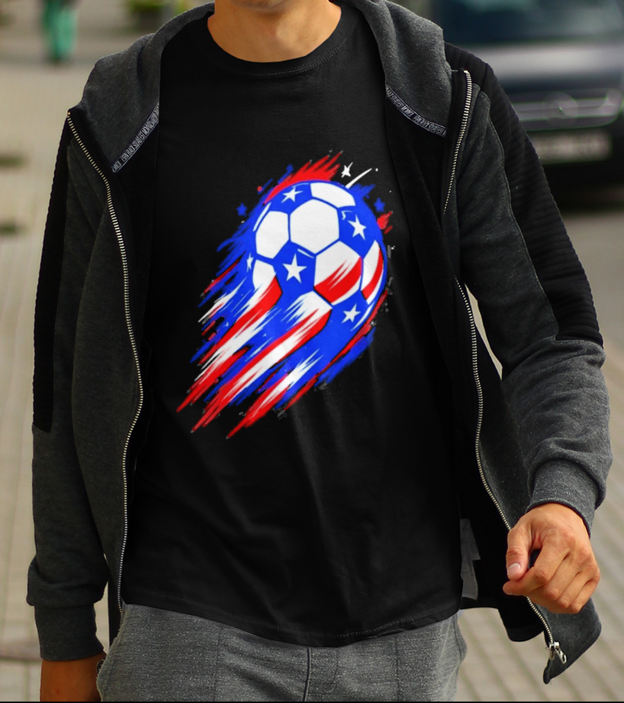 USA Cup 2026 Soccer Ball Stars And Stripes Brush Stroke T-Shirt