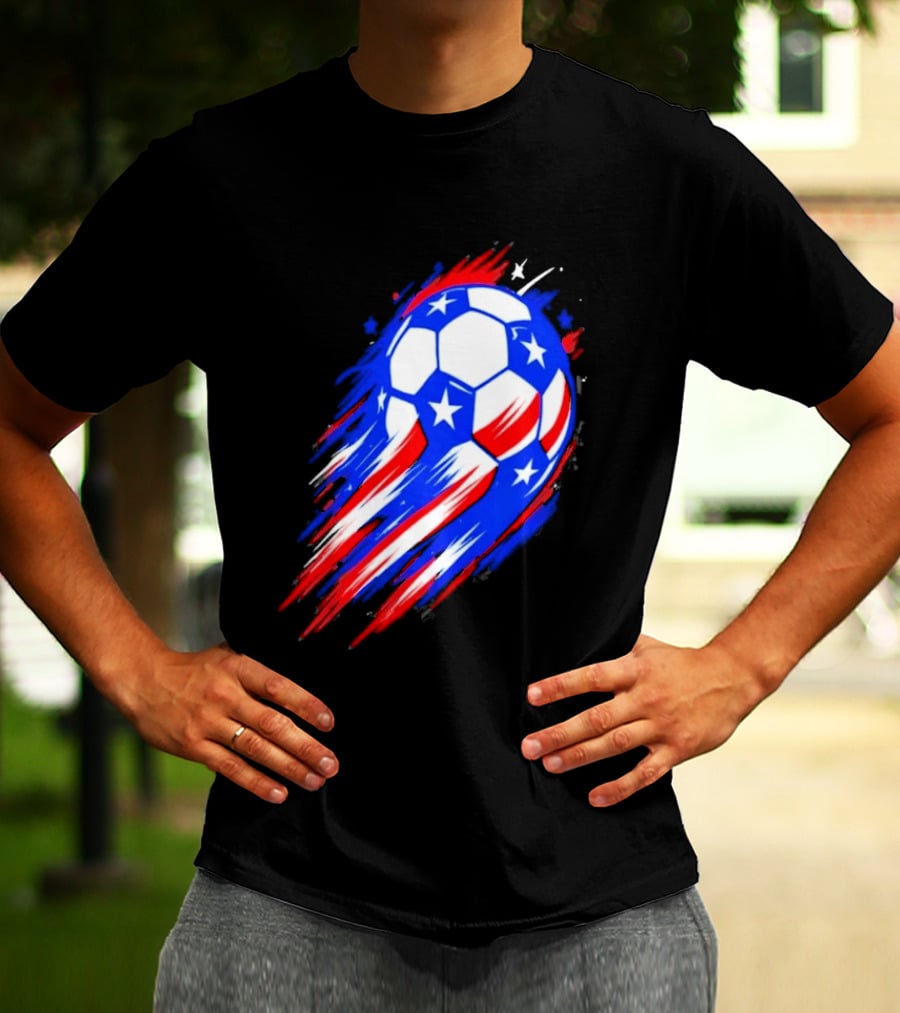 USA Cup 2026 Soccer Ball Stars And Stripes Brush Stroke T-Shirt