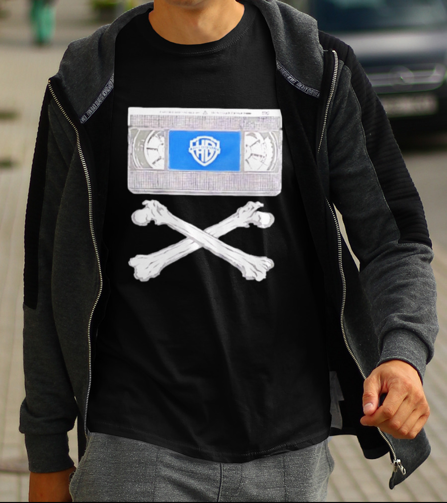 Warner Brothers VHS Tape Crossbones Skull T-Shirt