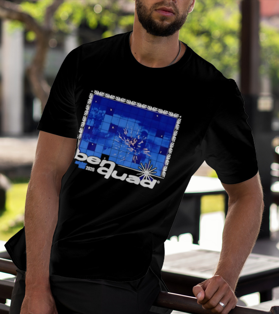 Ben Quad Wisher Tour 2026 Blue Tile Star Pattern Explosion T-Shirt