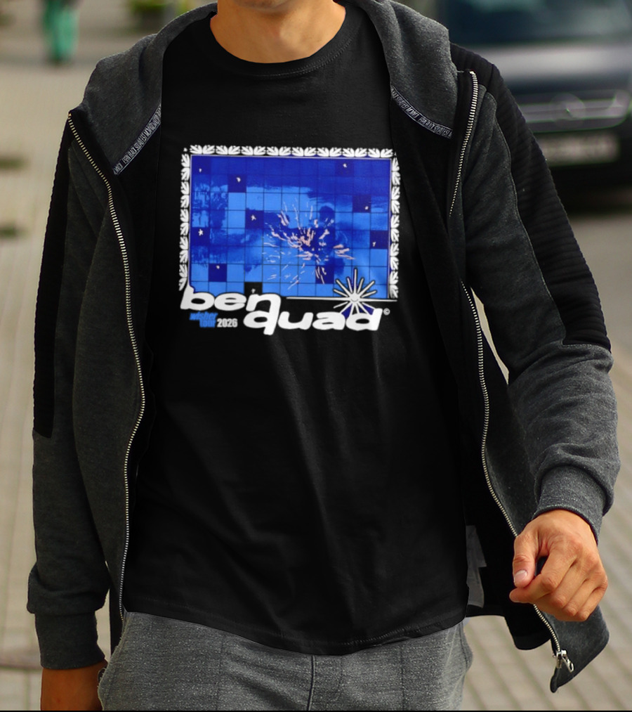 Ben Quad Wisher Tour 2026 Blue Tile Star Pattern Explosion T-Shirt