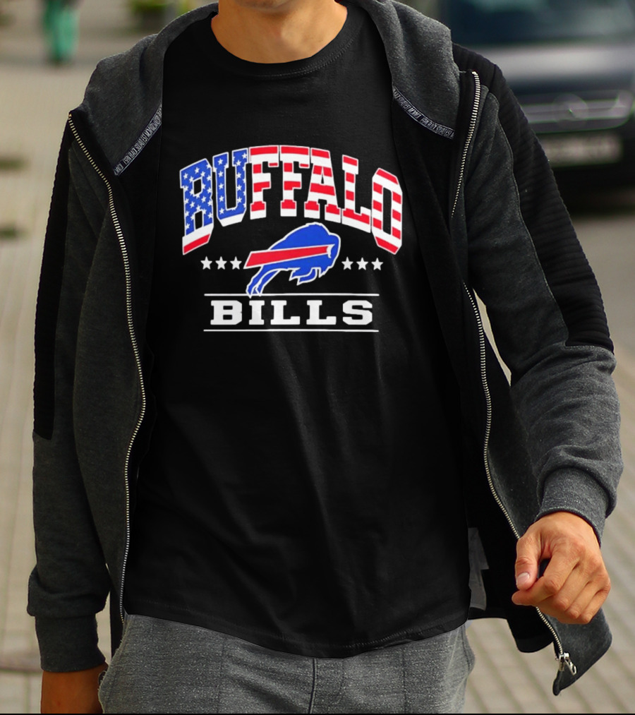 Buffalo Bills Stars And Stripes USA Flag Football Team T-Shirt