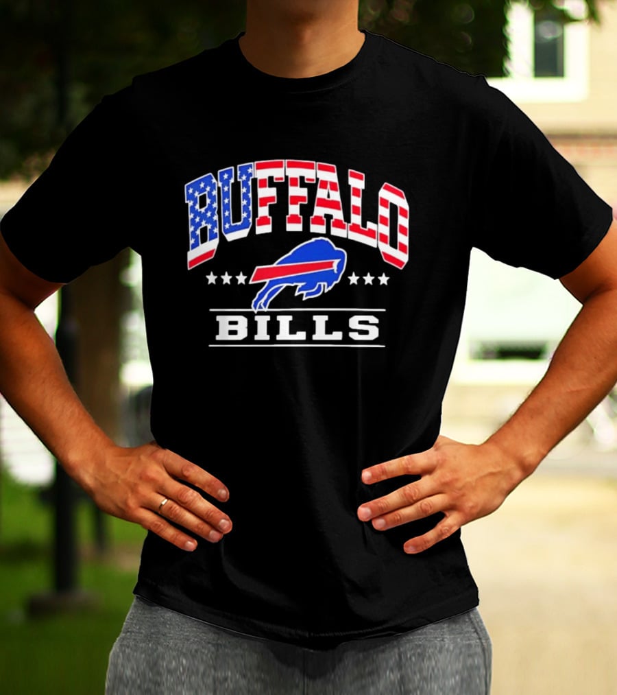 Buffalo Bills Stars And Stripes USA Flag Football Team T-Shirt