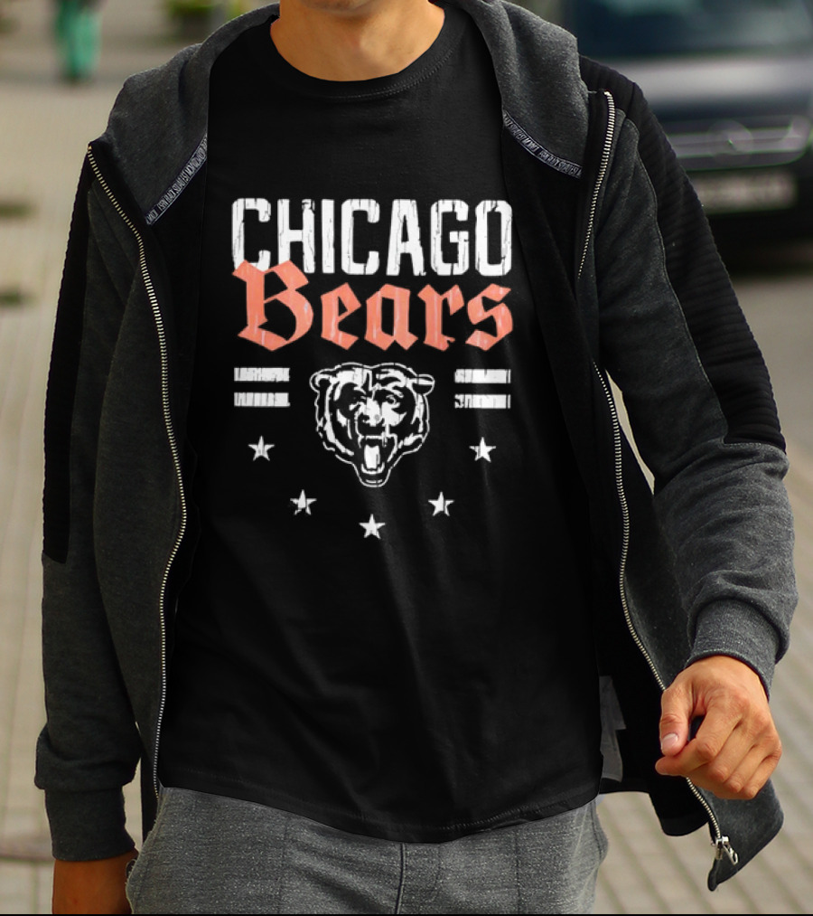 Chicago Bears Patriotic Americana Stars Bear Head T-Shirt