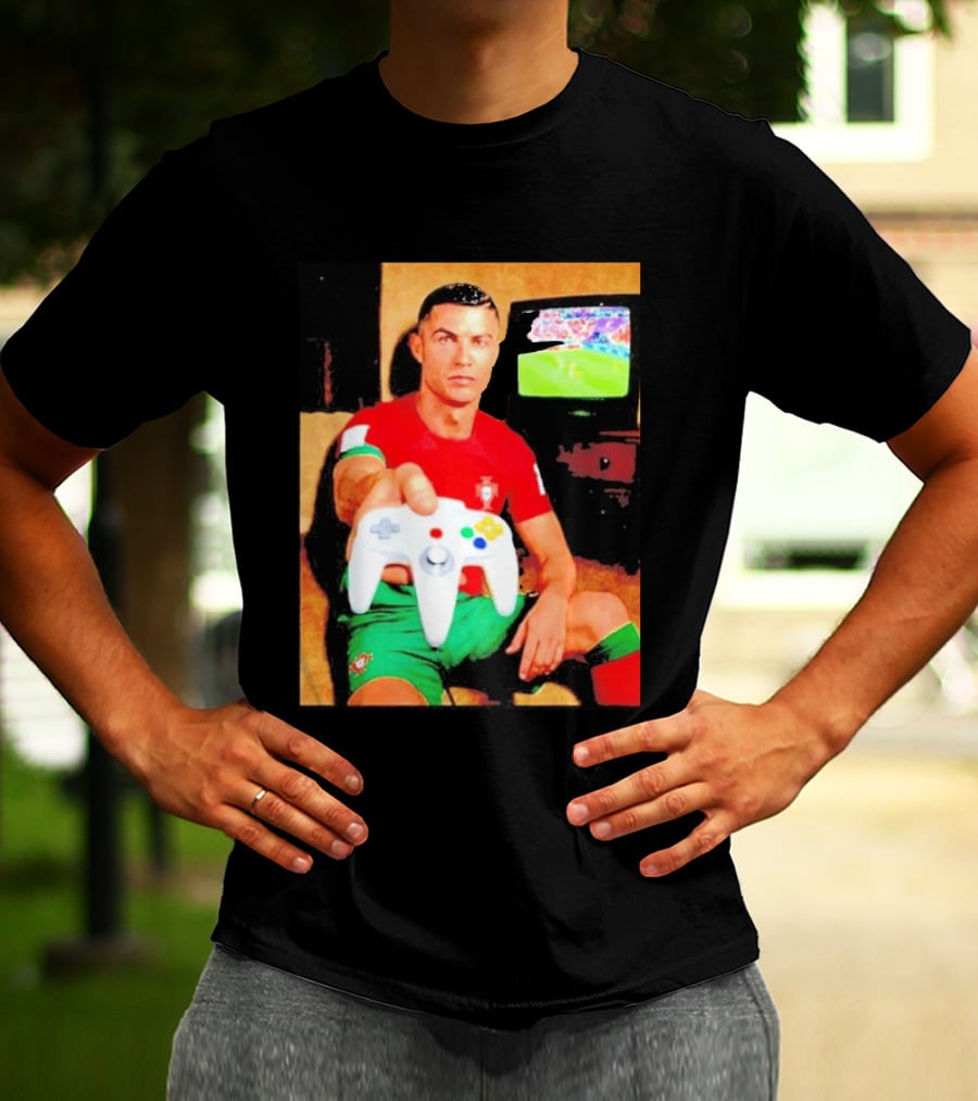 Cristiano Ronaldo Portugal National Team Soccer Gaming Controller Retro Gamer T-Shirt