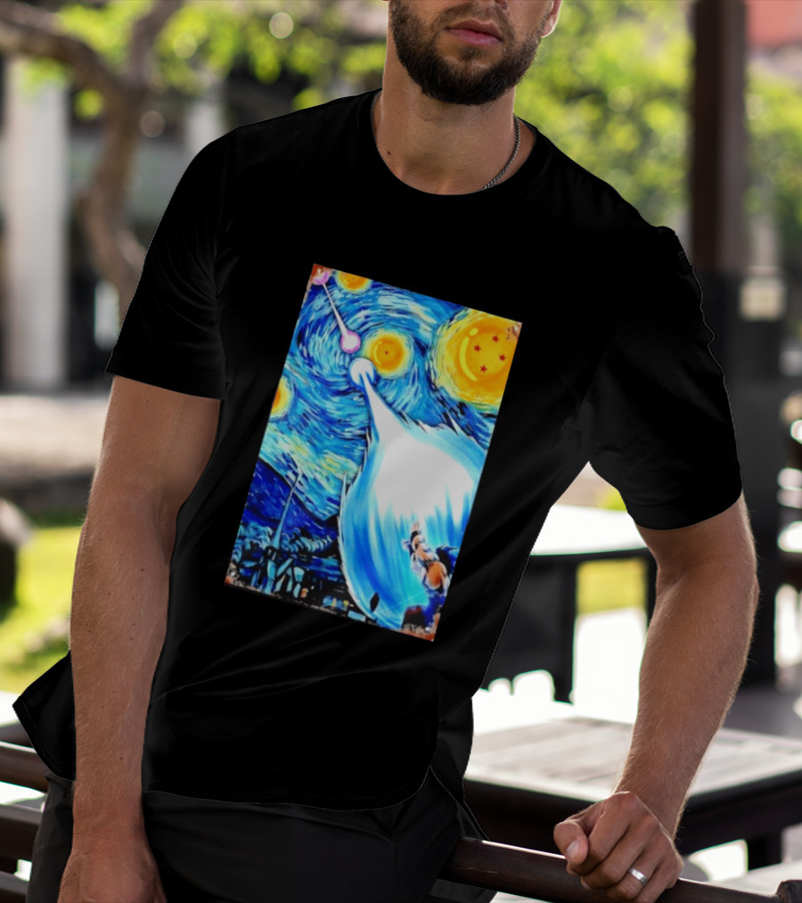 Goku Dragon Ball Z Kamehameha Wave Van Gogh Starry Night Fusion T-Shirt