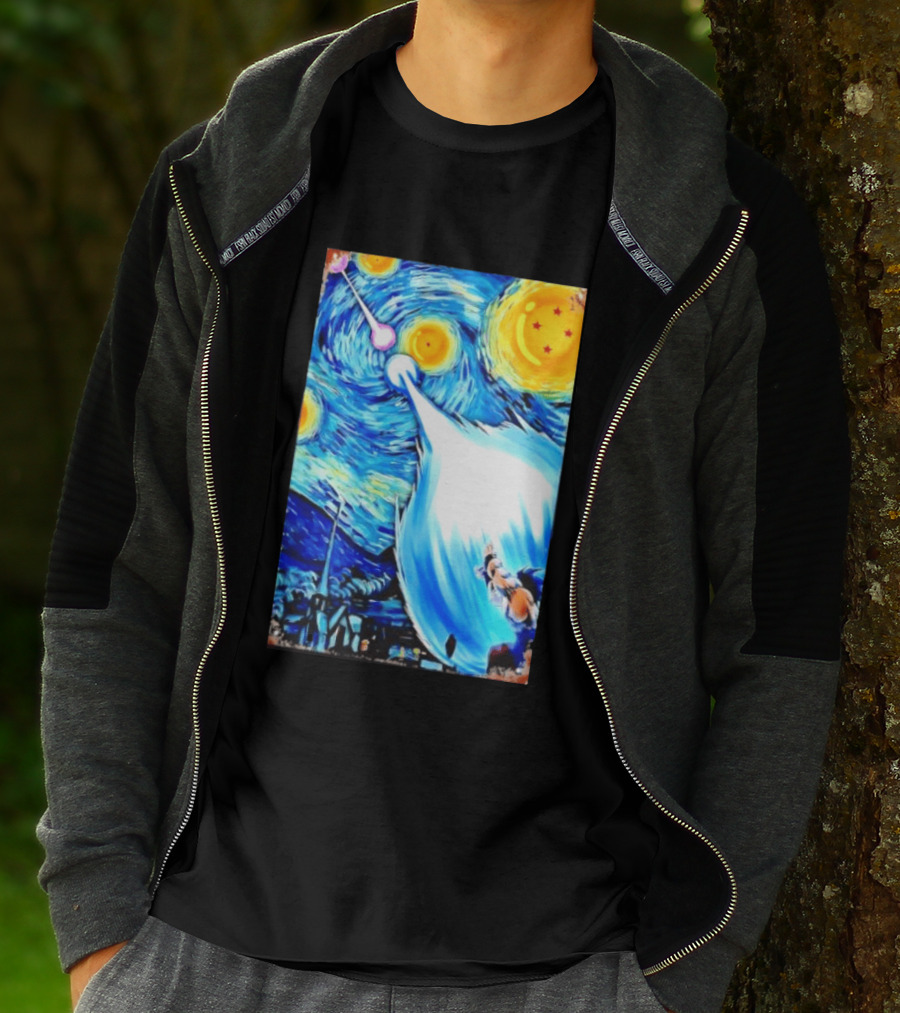 Goku Dragon Ball Z Kamehameha Wave Van Gogh Starry Night Fusion T-Shirt
