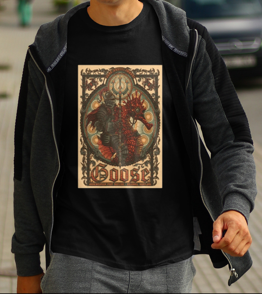Goose June 28 2026 Merriweather Post Pavilion Columbia Maryland Knight And Dragon Trident T-Shirt