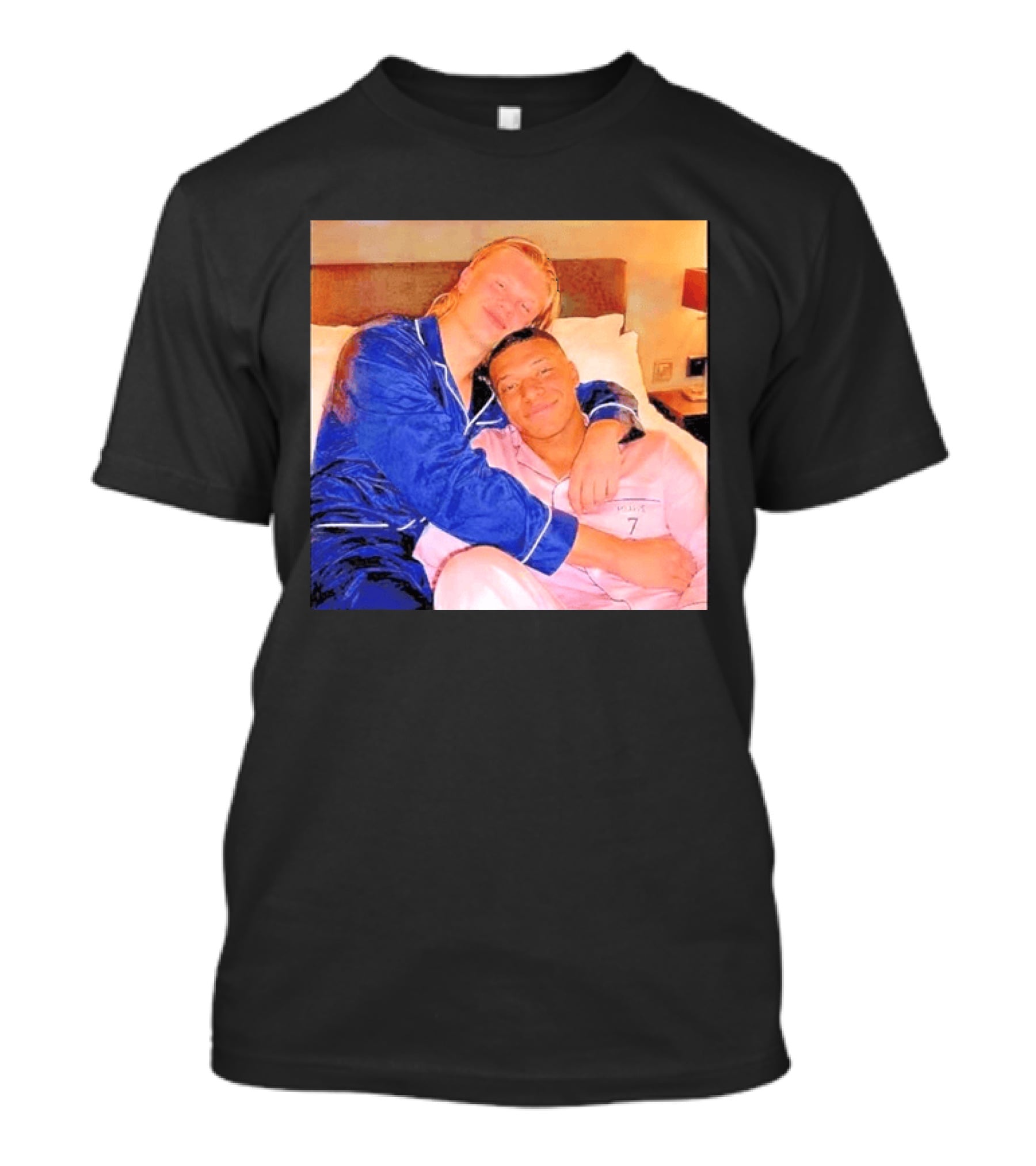 Kylian Mbappé Erling Haaland Pajama Party Soccer Stars Relaxing Together T-Shirt