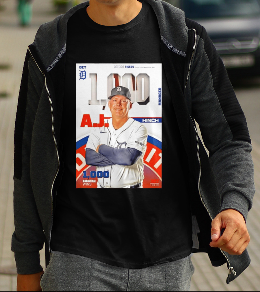 DET Detroit Tigers A.J. Hinch 1000 Managerial Wins T-Shirt
